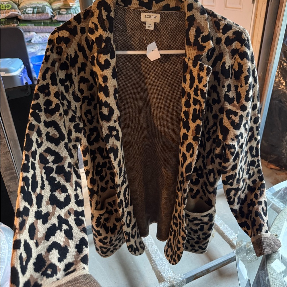 J.Crew Animal Print Sweater in Black and Tan
